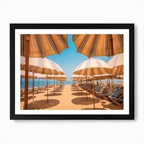 Yellow Umbrellas On The Beach Summer Photography Art Print