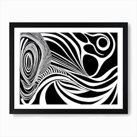 A Linocut Piece Depicting A Mysterious Abstract Shapes art, 179 Art Print