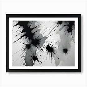 Abstract Image Of Black Ink Splatters On A White Background, Creating A Dramatic And Textured Effect Art Print