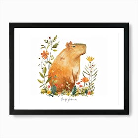 Little Floral Capybara 3 Poster Art Print