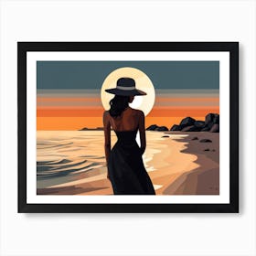 Illustration of an African American woman at the beach 83 Art Print