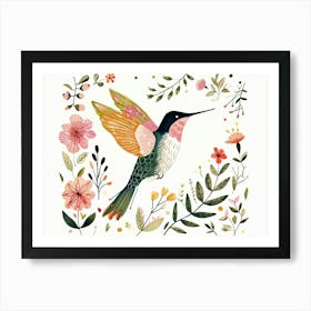 Little Floral Hummingbird 1 Art Print