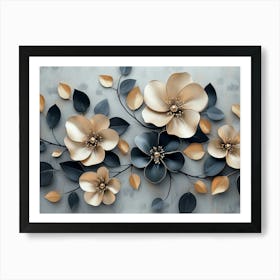 Gold And Black Flowers 5 Art Print