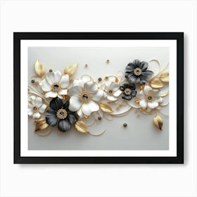 Black And White Flowers Art Print