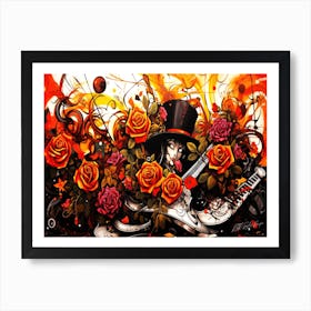 Witches And Music Reminiscing 14 - Roses And Guitars Art Print