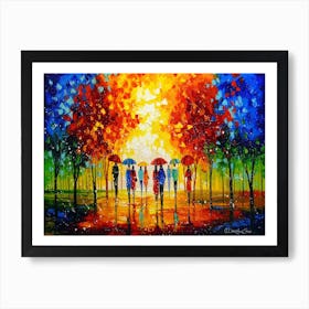 Bright romance in the rain Art Print