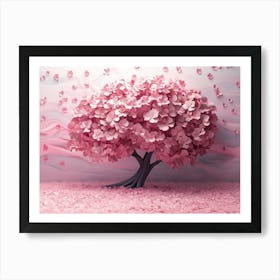 3D Sakura Tree and pink flowers Art Print