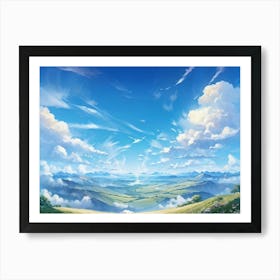 A Panorama Of A Crisp Clear Sky On A Sunlit Day The Vast Cloudscape Spreading Out Unfurling Artist (6) Art Print