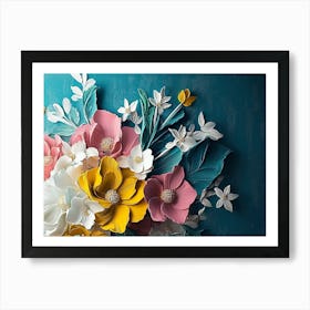 Cozy Modern Scene with a Spectacular Hyper Realistic Abstract of Spring Flowers Poster