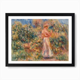 Landscape With Woman In Pink And White, Pierre Auguste Renoir Art Print