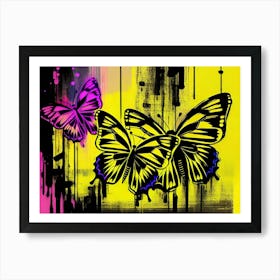 Butterflies On A Yellow Background 3 Art Print