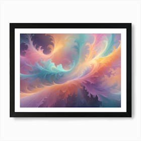 Abstract Image Of Swirling, Feathery Shapes In Shades Of Blue, Pink, And Orange, Creating A Dreamlike And Ethereal Effect 1 Art Print