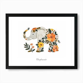 Little Floral Elephant Poster Art Print