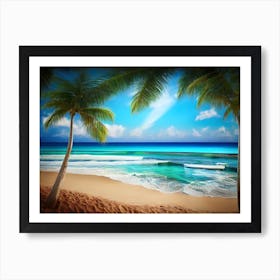 Palm Trees On The Beach 1 Art Print