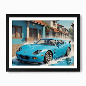 Blue car Art Print