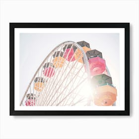 Los Angeles, USA I Ferris wheel in Santa Monica under California sun with a pastel summer aesthetic for a minimalist geometric composition of a retro vintage photography taken with a film camera Art Print