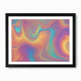 Abstract Image Of Swirling, Iridescent Colors In Shades Of Blue, Teal, Purple, Orange, And Yellow 4 Art Print