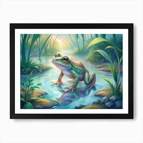 Frog In The Stream Art Print