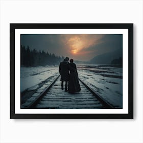 Couple On Train Tracks 1 Art Print