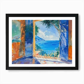 Positano From The Window View Painting 4 Art Print