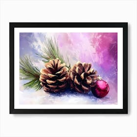 Christmas Pine Cones Art Print