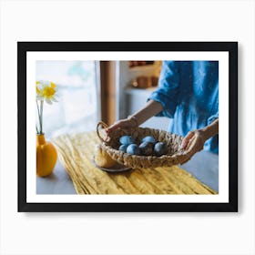 Easter Eggs In A Basket 1 Art Print