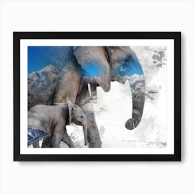 Elephant Art Illustration In A Photomontage Style 02 Poster