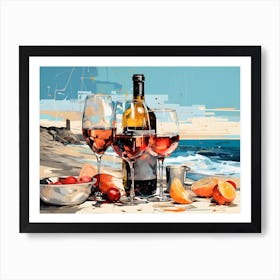 Wine On The Beach 2 Art Print