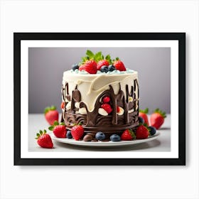 Chocolate Cake With Berries Art Print