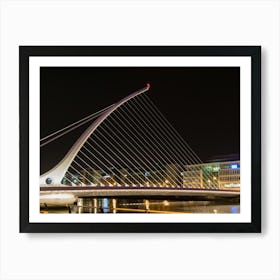 Samuel Beckett Bridge At Night In Dublin Art Print