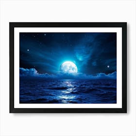 Abstract Dream Astronomy Landscape Celestial Ocean Cloud Halloween Light Moon Full Moon W (22) Art Print