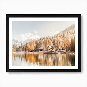 Lodge On Lake Art Print