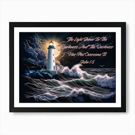 Light Shines In The Darkness - Lighthouse Art Print