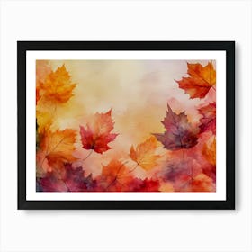 Autumn's Embrace - #AutumnLeaves #WatercolorArt #FallVibes #CozyDecor #SeasonalArt #WallArt #NatureInspired #ColorfulLeaves #WarmTones #FyArt Art Print