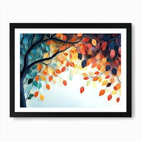 Vibrant 3d Tree Colorful Leaves On Hanging Branches 2 Art Print