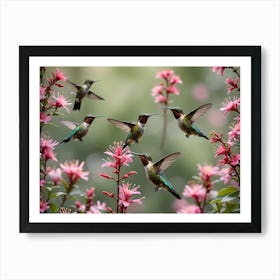 Hummingbirds Taking a Drink Art Print