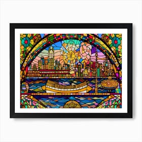 Stained Glass Art Tokyo - Tokyo City In Stained Glass Style Art Print