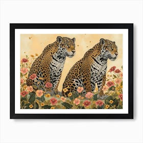 Floral Animal Illustration Jaguar 3 Art Print