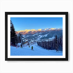 Snow Laden Mini Ski Resort Quaint Chalets Dotted With Smoking Chimneys Nestled Among Frosted Pine T 2 Art Print