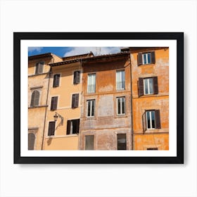 Beautiful Street Scene Of The Old Orange Houses In Rome Italy Art Print