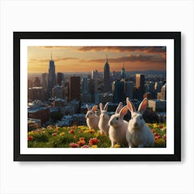 Rabbits In Bloom Art Print