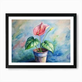 Pink Flower In A Pot Art Print