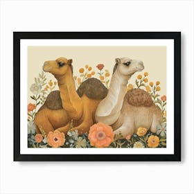 Floral Animal Illustration Camel 4 Art Print