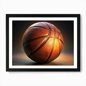 Close Up Of A Basketball With Leather Texture Art Print