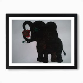 Elephant With Roses Art Print