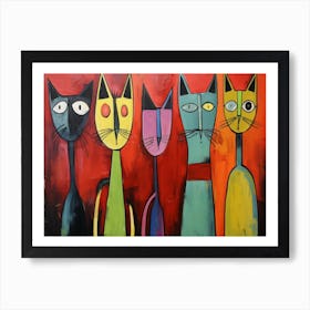 The Cats Acrylic Painting In The Style Of Chromat Art Print