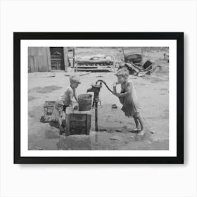 Children Of Mays Avenue Camp Pumping Water From Thirty Foot Well Which Supplies About A Dozen Families Art Print