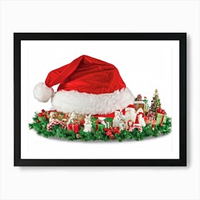 A Vividly Fluffy Red Santa Hat Brimming With Soft White Faux Fur Domes The Top In A Merry Celeb (6) Art Print