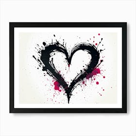 Grunge Ink Splatter Brushstroke Forming The Heart Of A Banner Chaotic Edges A Central Vortex Of Da (5) Art Print