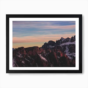 Sunset Over The Mountain Crests Seceda Art Print